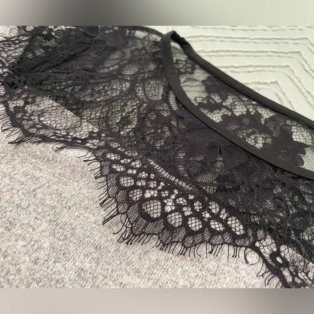 Lace Yoke Round Neck Sweater (size M)